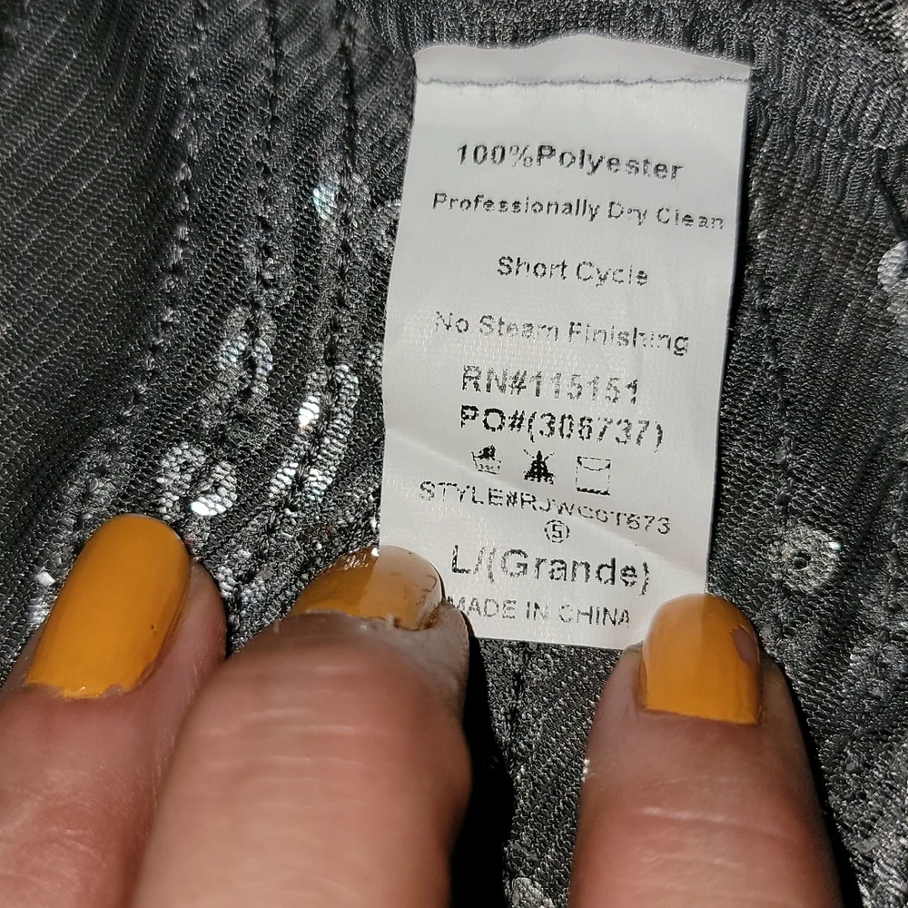 Oversized Sheer Sequin Hi Lo Racerback Flowy Evening Cocktail Tunic Top Size Lrg - Picture 8 of 12